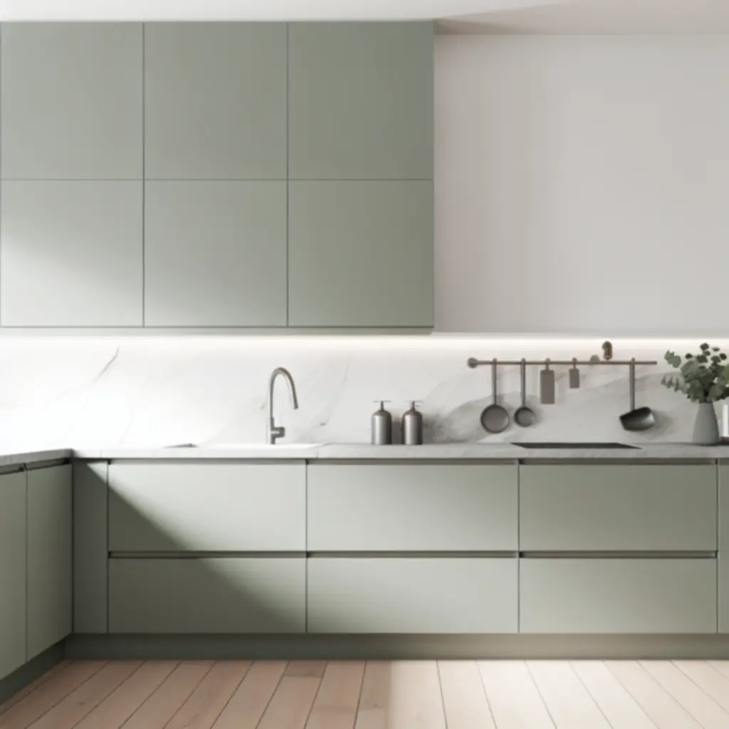 Sage green modern kitchen