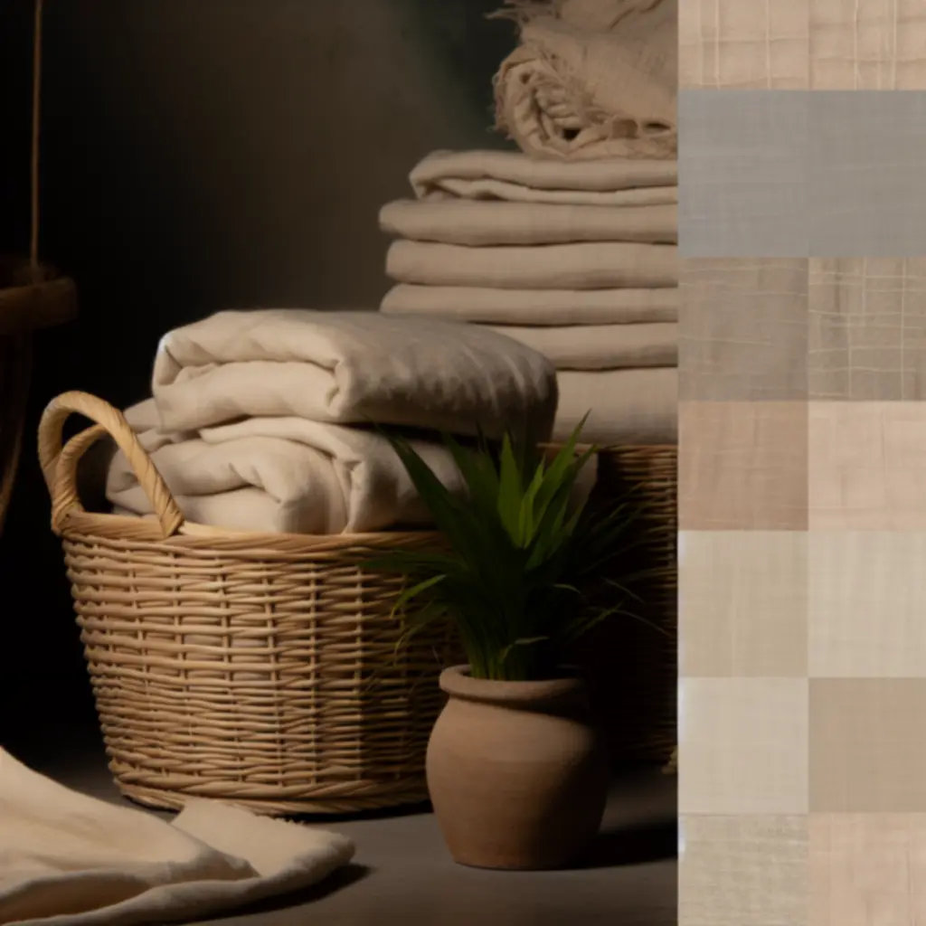 Sustainable home decor details showing natural materials